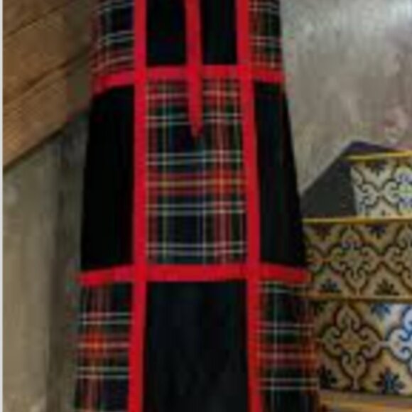 Vintage Wool Skirt Maxi Mr Hank Tartan Plaid Patchwork Ribbon Elastic Waist - Picture 6 of 6
